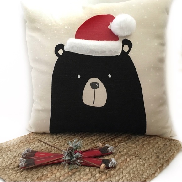Other - Holiday Christmas decor throw pillow bear Santa